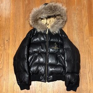 Baby Phat Black Leather Puffer Jacket